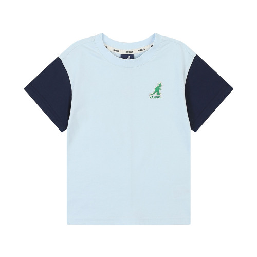 숏 슬리브 컬러 블록 티셔츠 QB 0418 라이트 블루